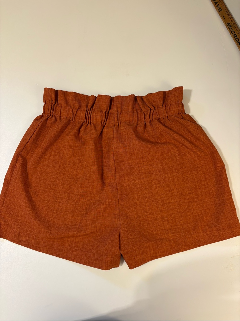 SHEIN High Waist Paperbag Shorts in Rust